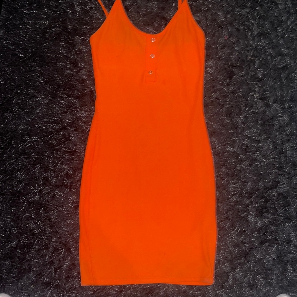 Three button summer orange dress